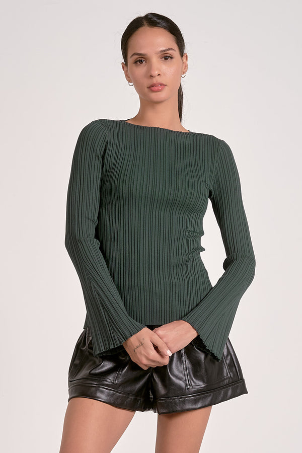 bell sleeve crewneck | pine