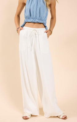 sugarloaf elastic waist pants | white