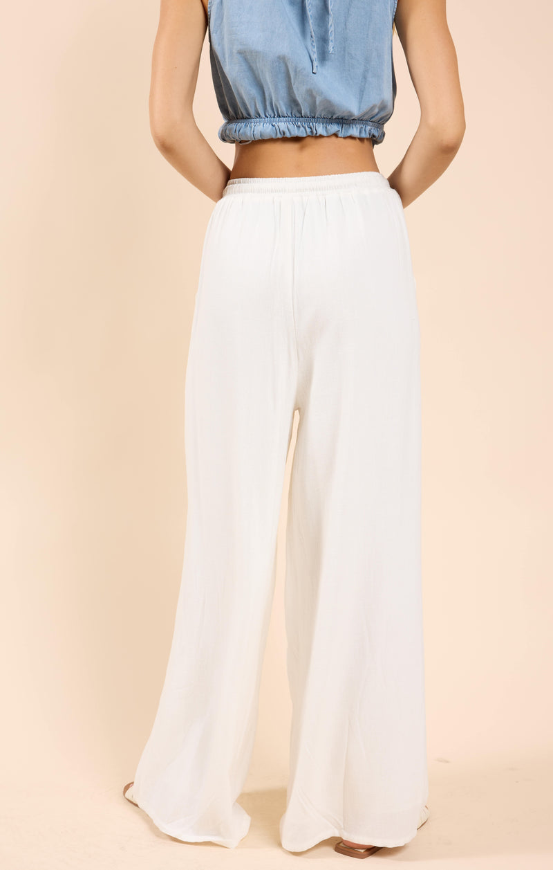 sugarloaf elastic waist pants | white