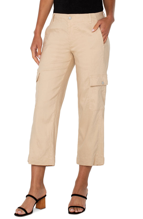 cargo crop with tab hem pant | hazelnut
