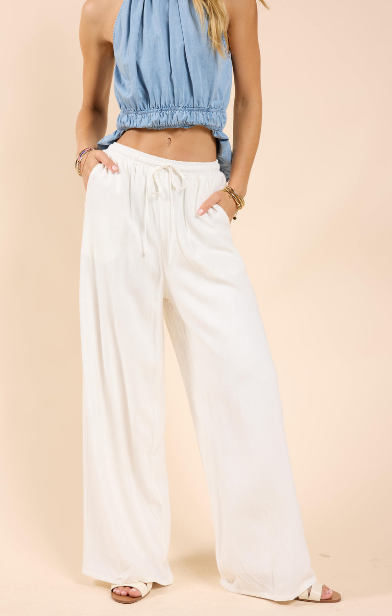 sugarloaf elastic waist pants | white