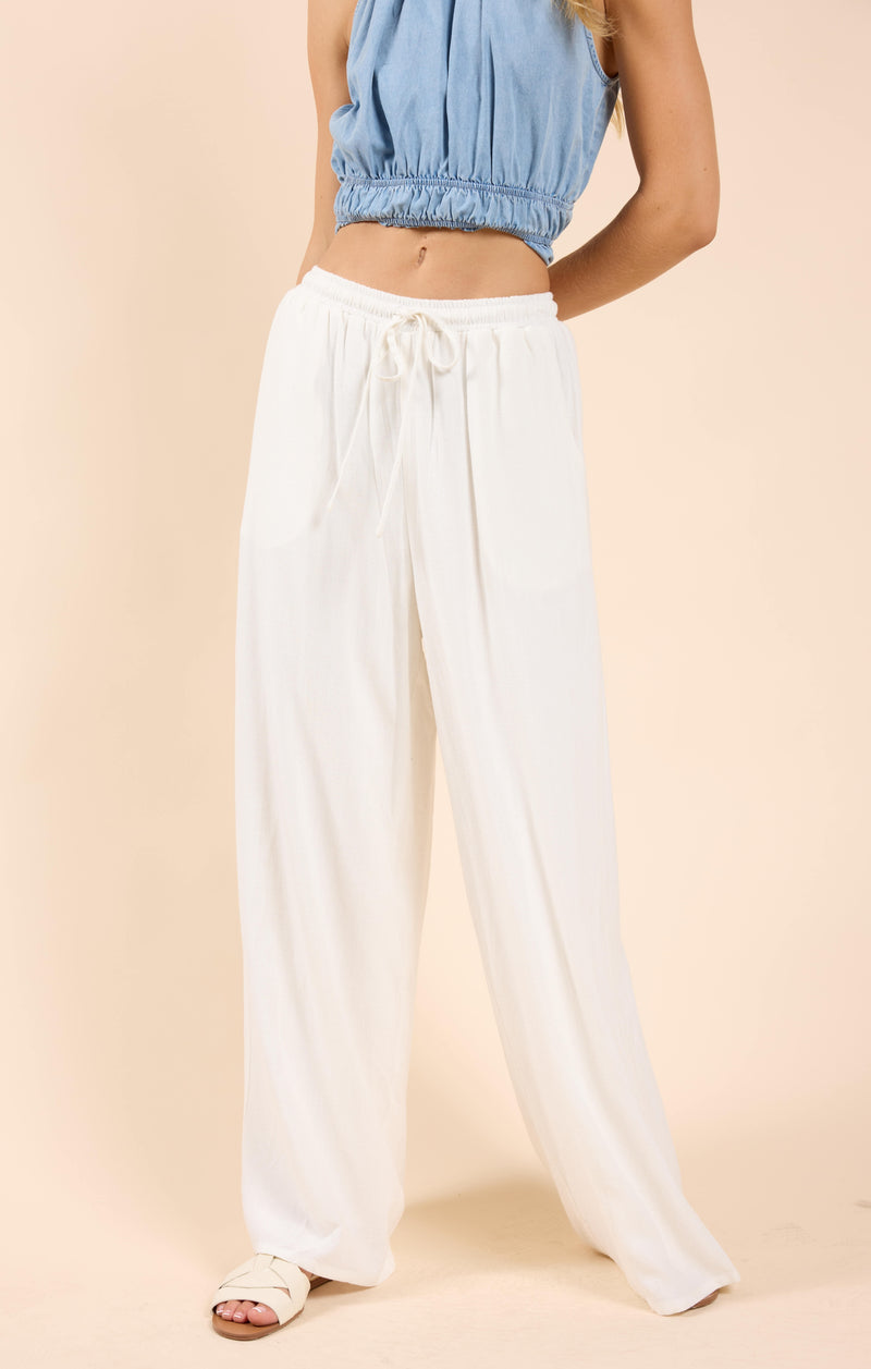 sugarloaf elastic waist pants | white