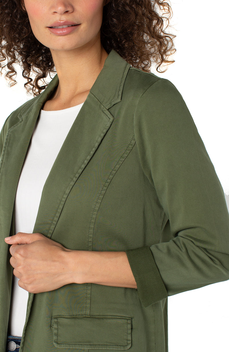 fitted twill blazer | forest shade