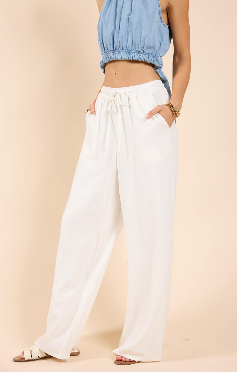 sugarloaf elastic waist pants | white