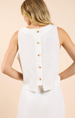 sugarloaf button back tank | white