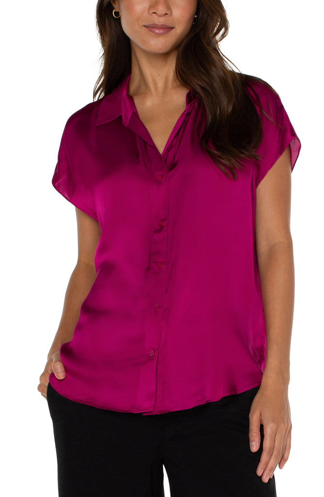 fuchsia satin blouse