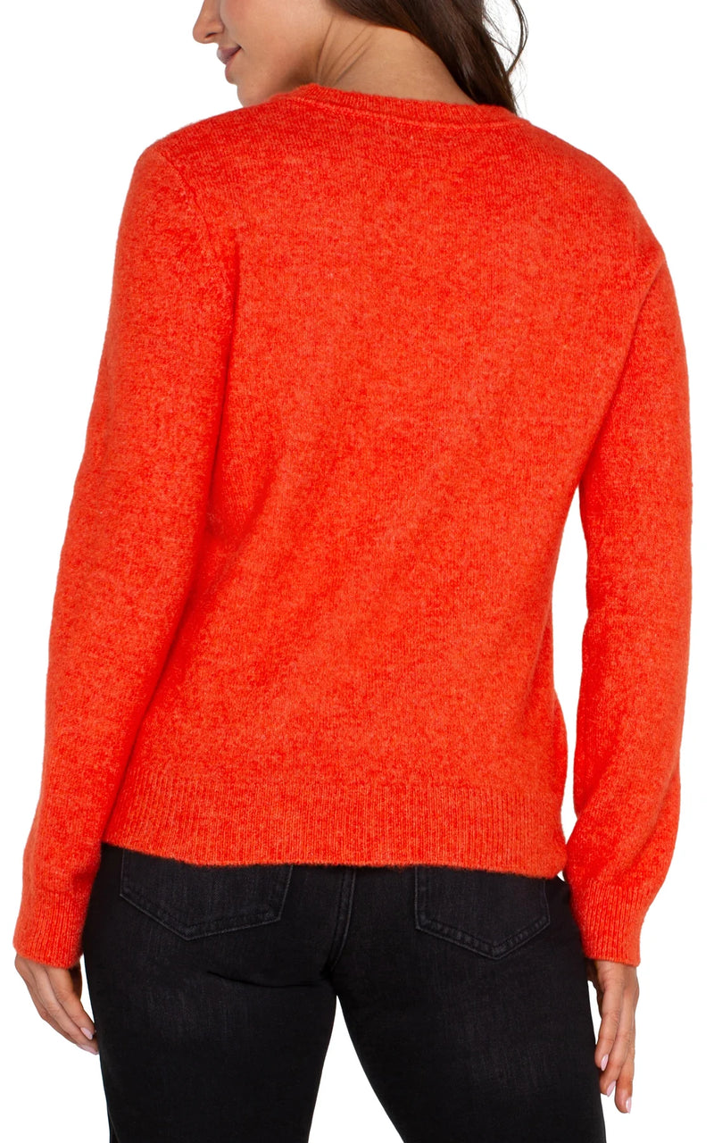 cutout bow neck sweater | orange