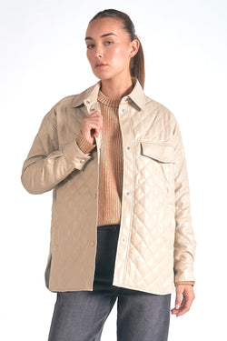 minka faux leather quilted jacket | stone