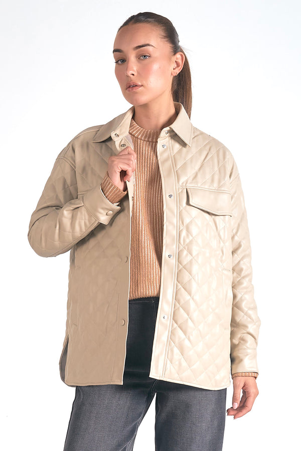 minka faux leather quilted jacket | stone