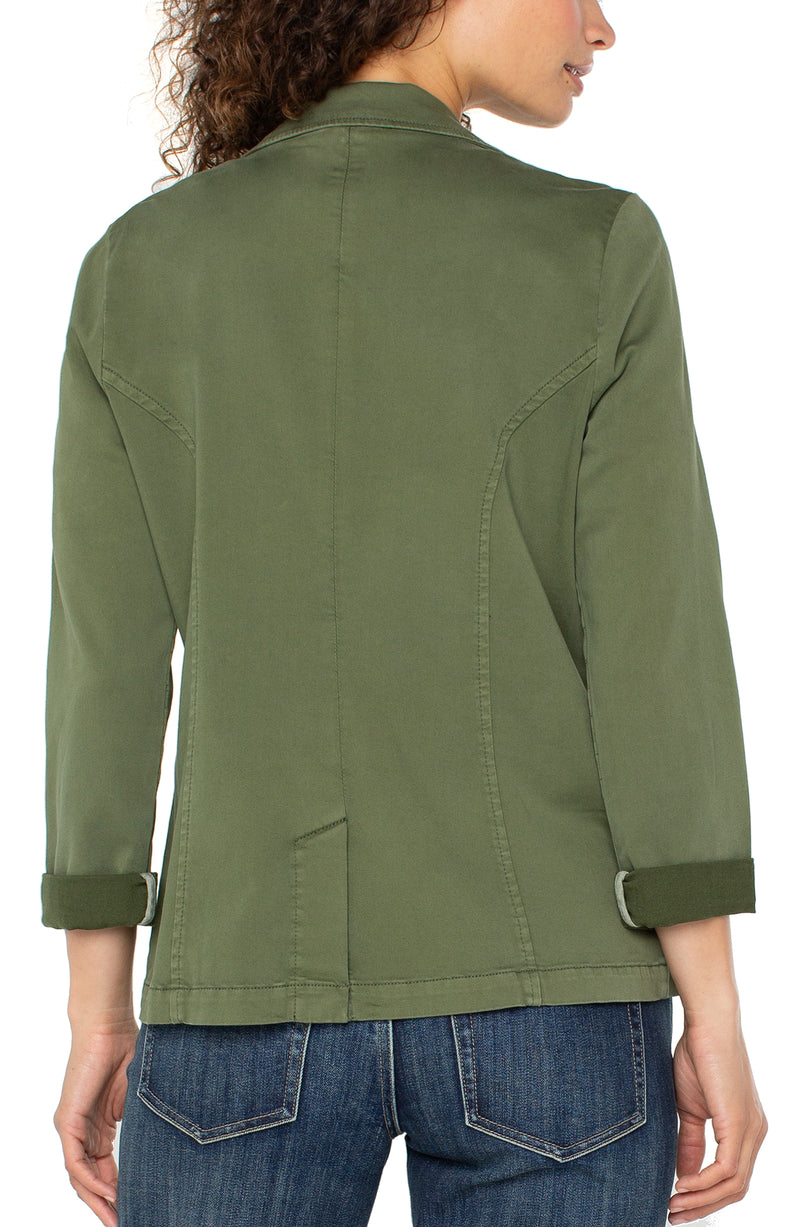fitted twill blazer | forest shade