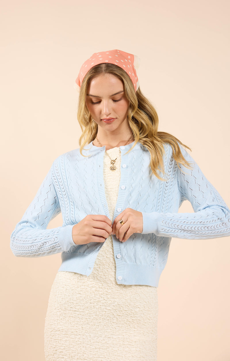 in a moment cardigan | sky