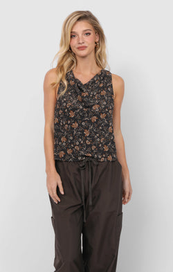 timeless cowlneck top | black combo