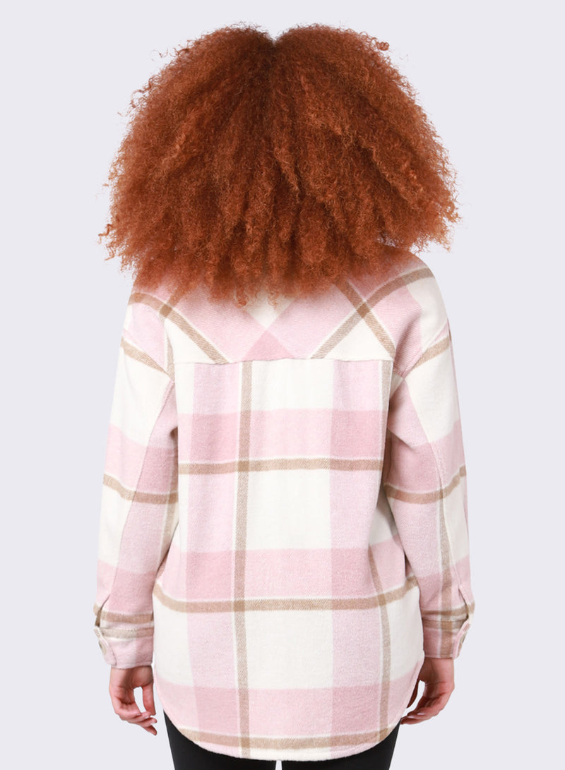 color me pink plaid shacket