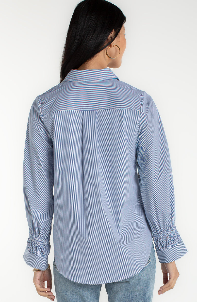 adjustable sleeve stripe shirt