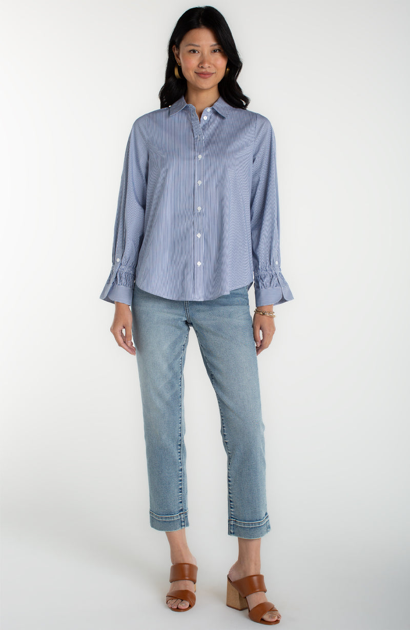 adjustable sleeve stripe shirt