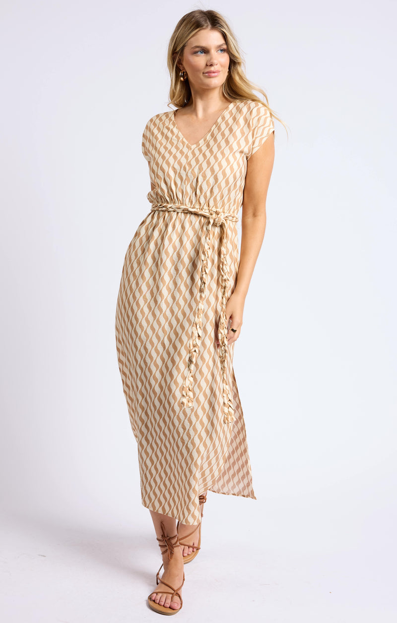 braided belt maxi dress | natural