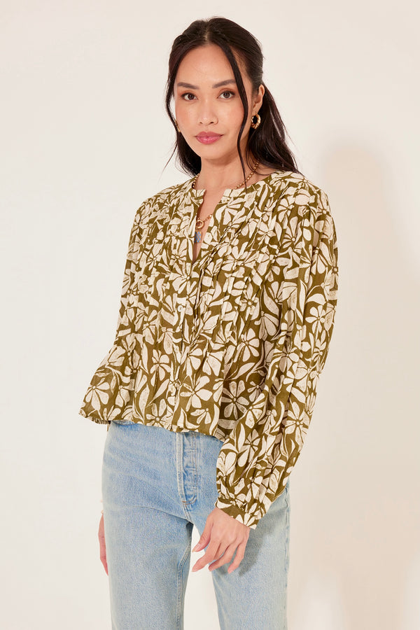 celinda button up top | moss