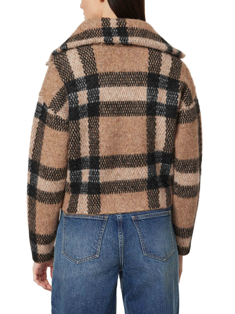 plaid zip front zip jacket | brown