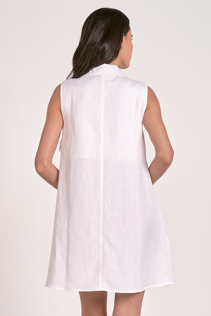 collared linen dress | white
