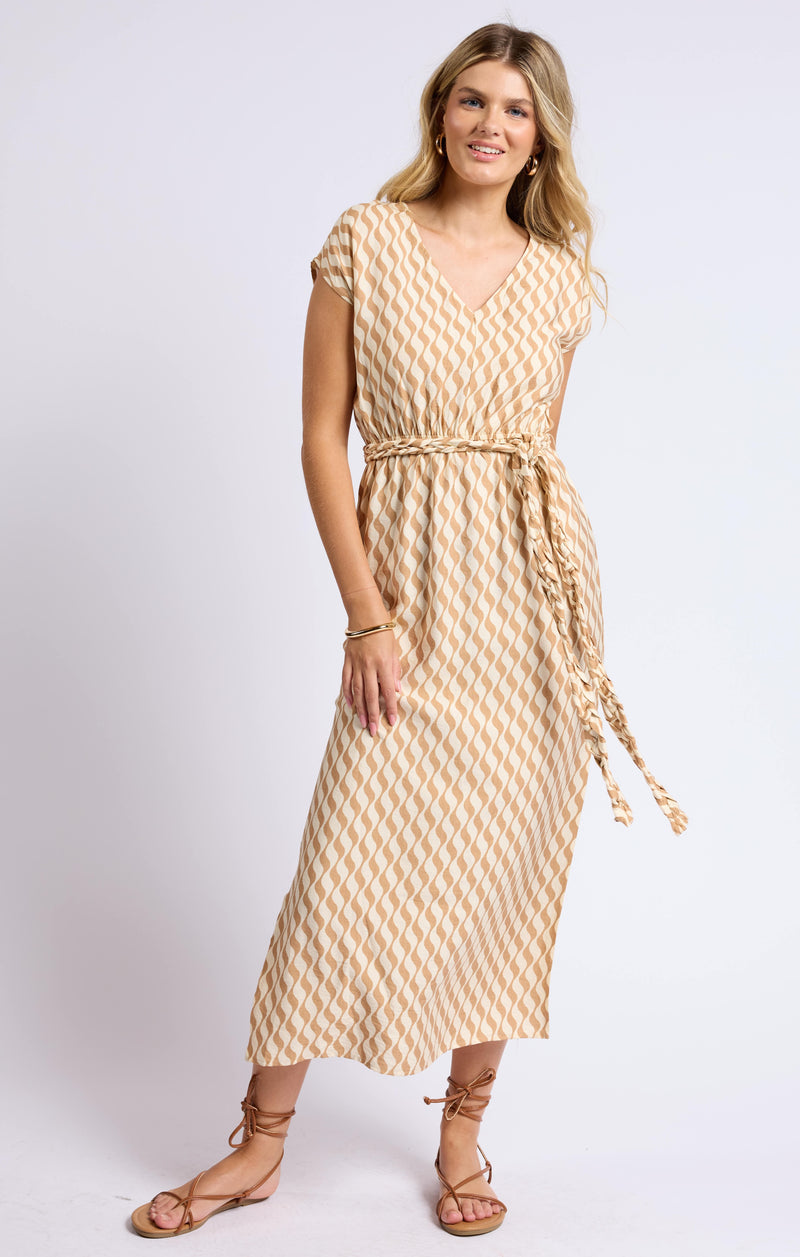 braided belt maxi dress | natural