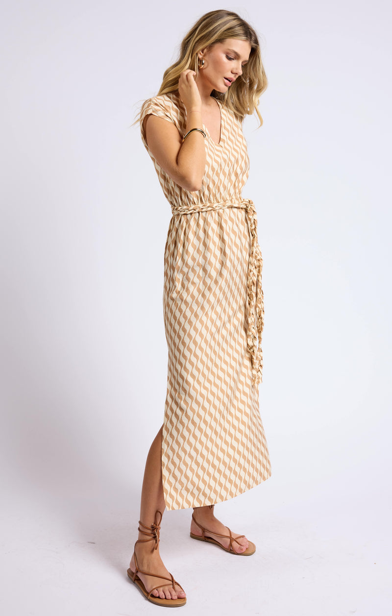 braided belt maxi dress | natural