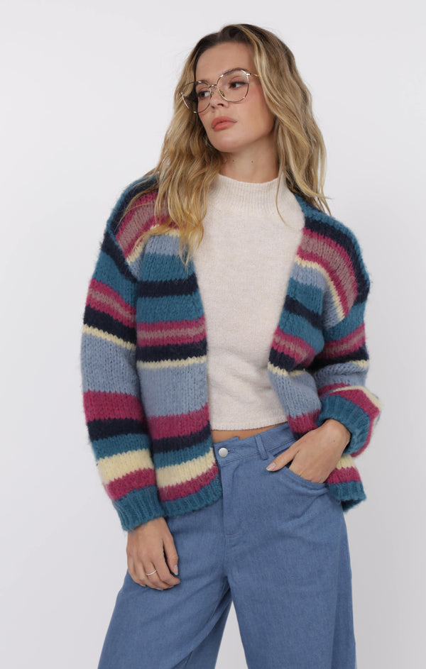 be present stripe cardigan