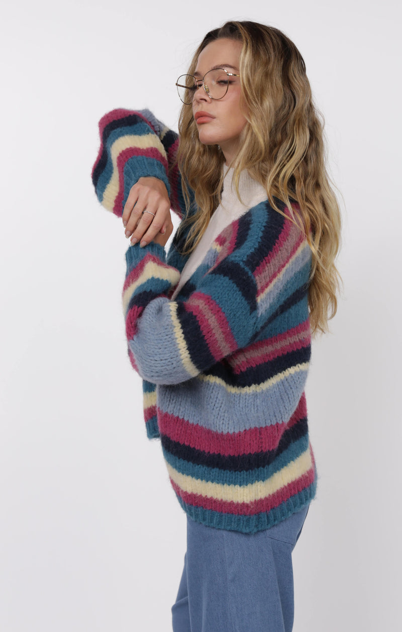 be present stripe cardigan
