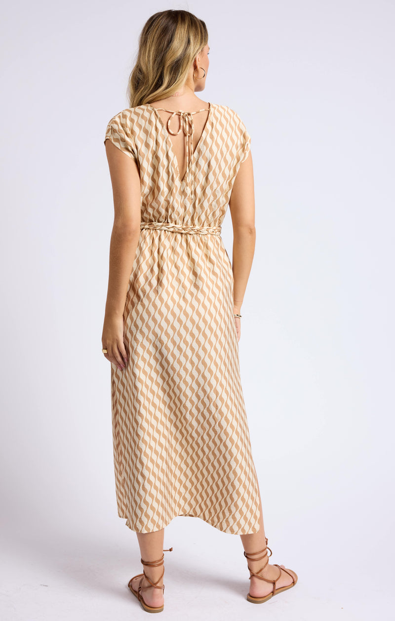 braided belt maxi dress | natural