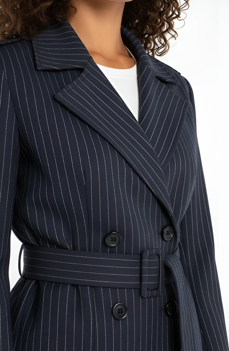 cropped trench jacket | midnight stripe