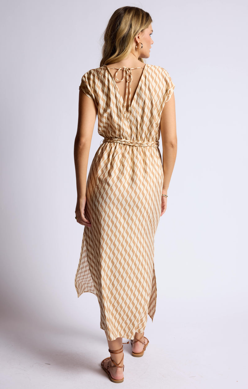 braided belt maxi dress | natural