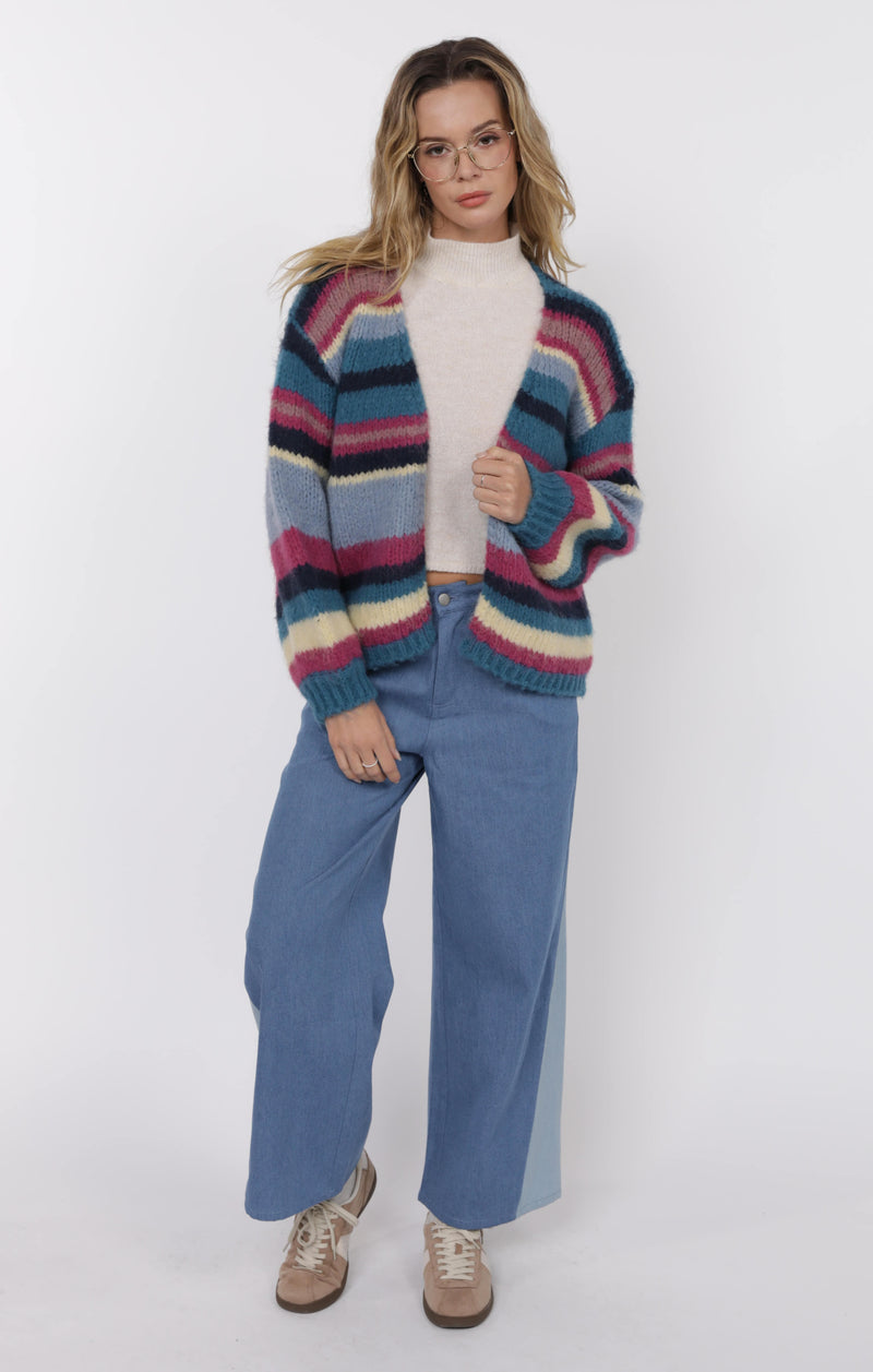 be present stripe cardigan