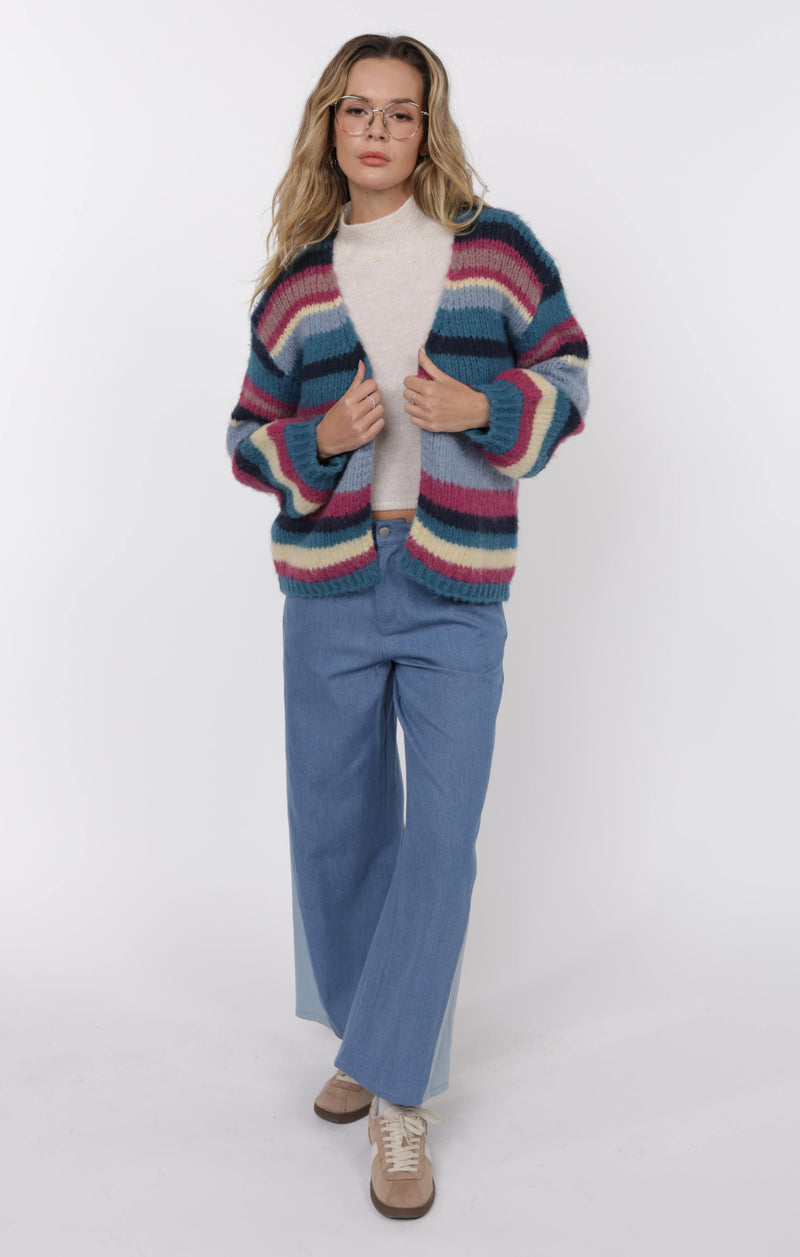 be present stripe cardigan