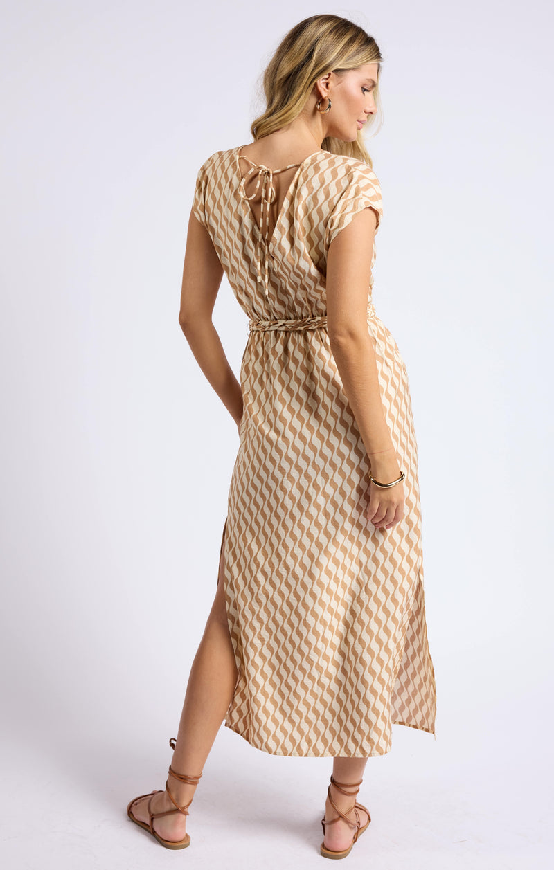 braided belt maxi dress | natural