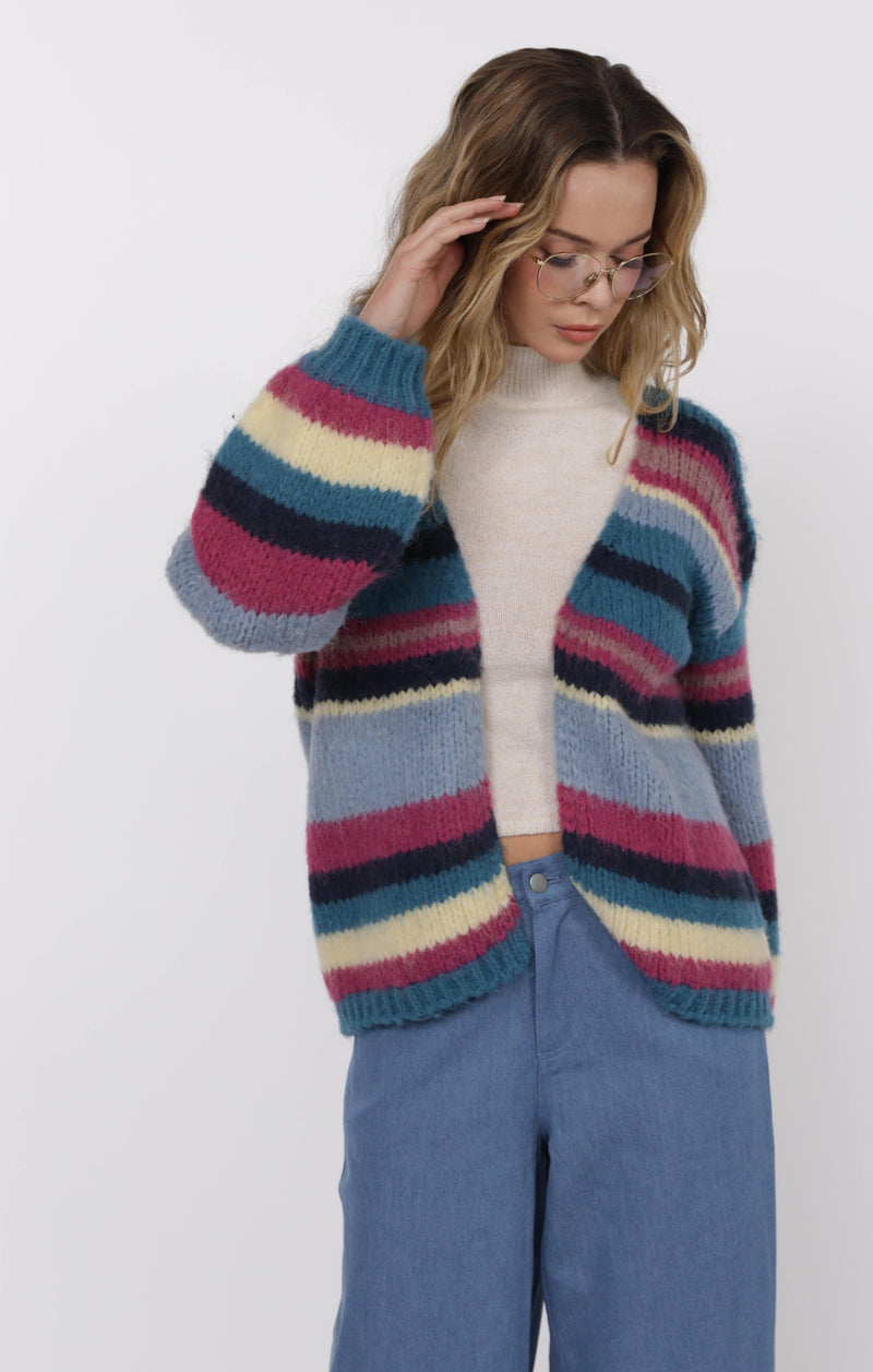be present stripe cardigan