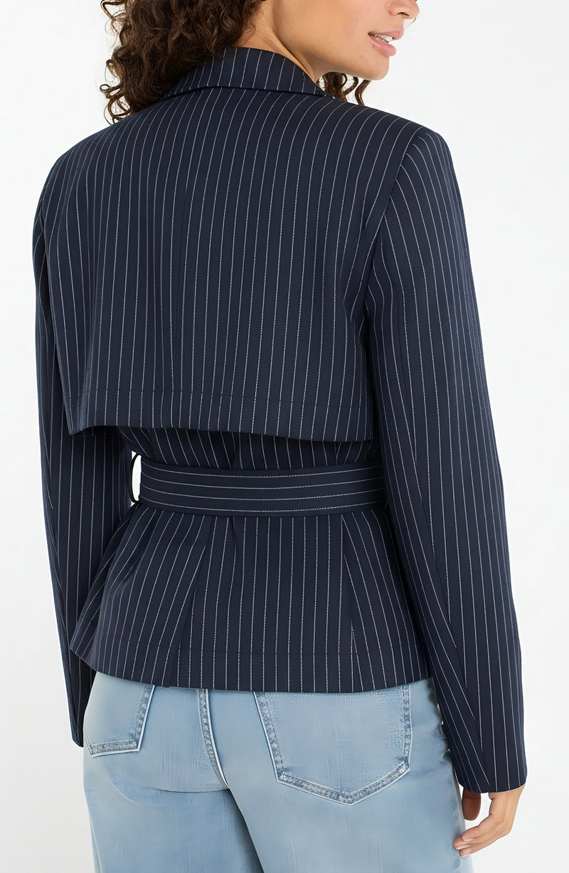 cropped trench jacket | midnight stripe