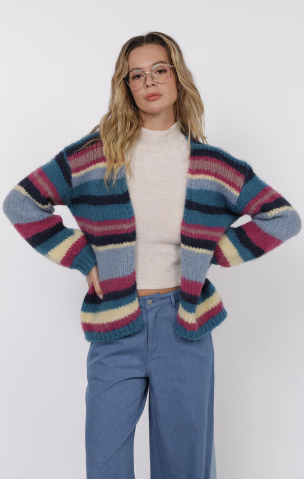 be present stripe cardigan
