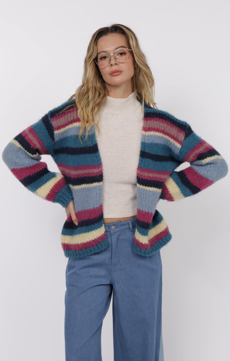 be present stripe cardigan