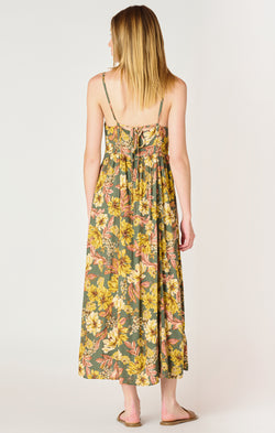 floral tie back dress | olive