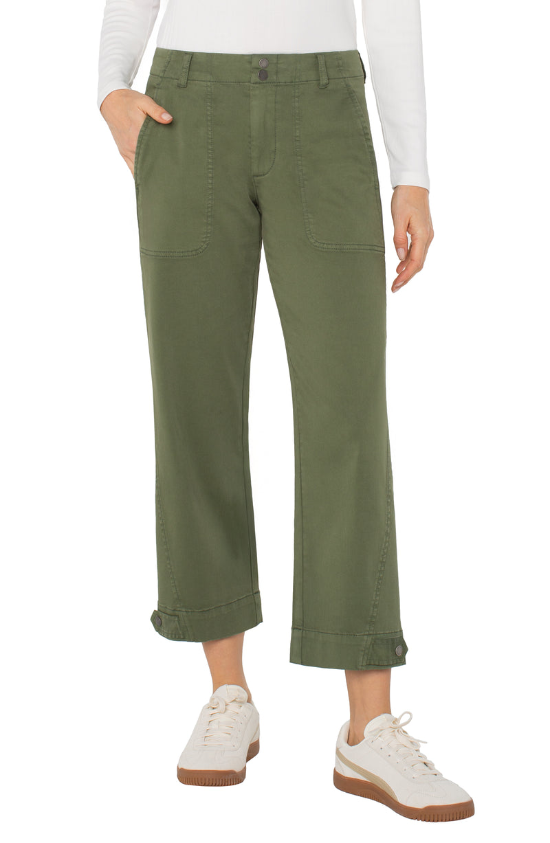 cargo crop with tab hem pant | forest shade