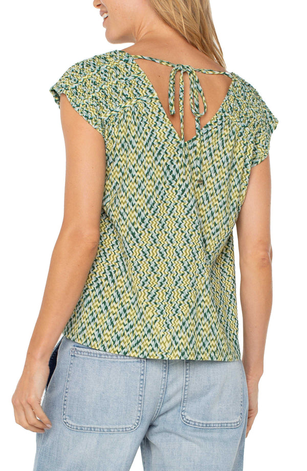 green mint tie back top