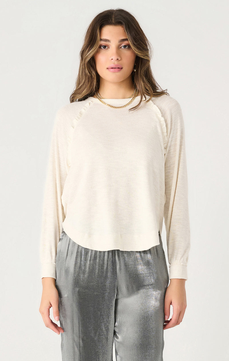 ruffle trim top | cream