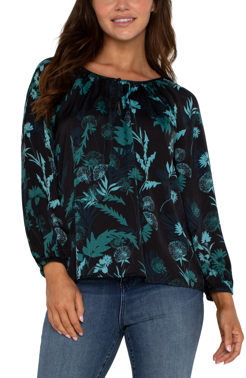 malachite folge shirred blouse