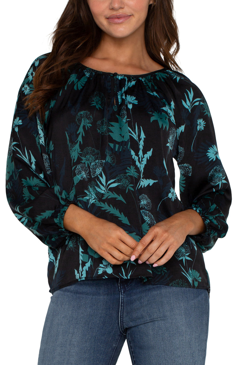 malachite folge shirred blouse