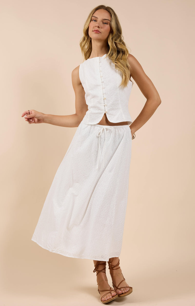 sundream eyelet vest | white