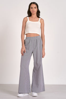 gingham seersucker pants | black