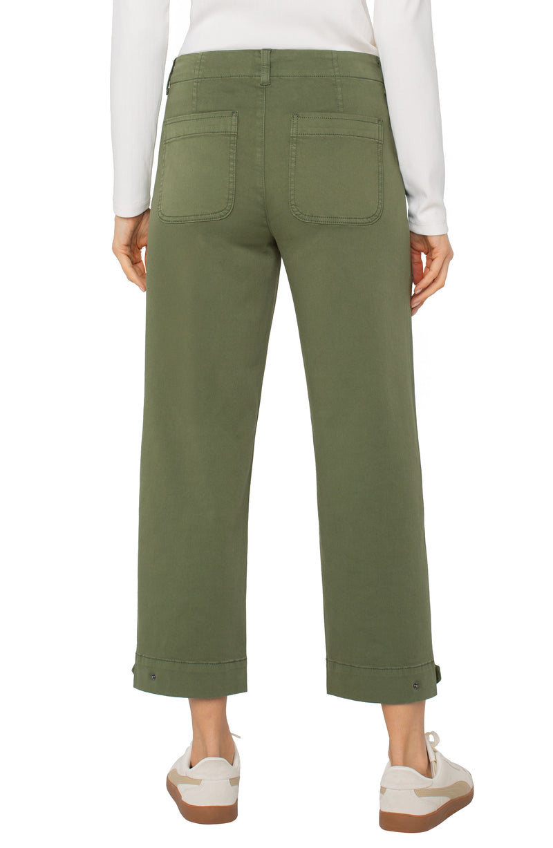 cargo crop with tab hem pant | forest shade