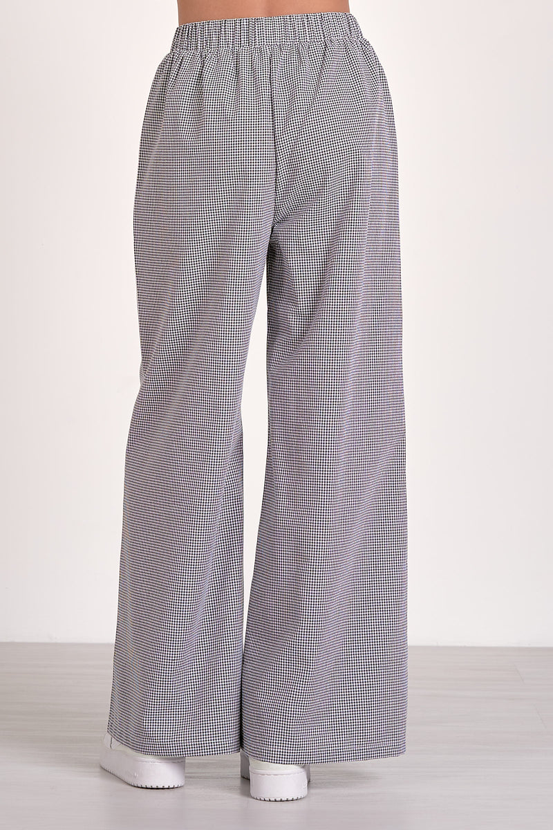 gingham seersucker pants | black