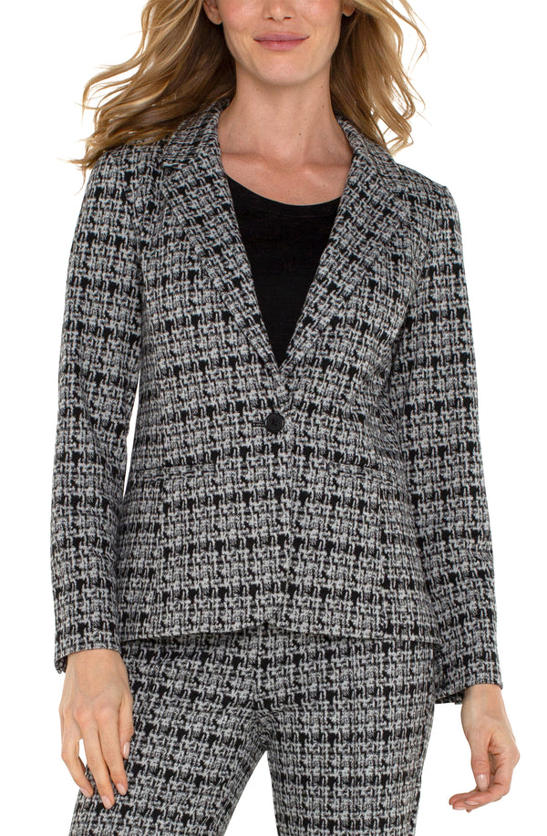 plaid fitted blazer | black grey