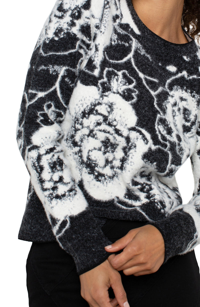 fuzzy floral sweater | b&w