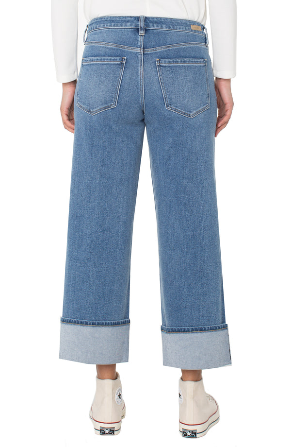 morgan cuffed wide leg jeans